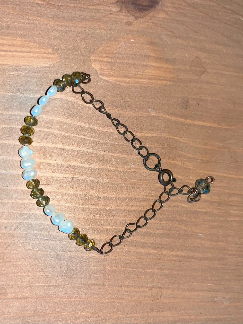 Handmade copper crystal genuine freshwater pearl handmade bracelet ooak handmade